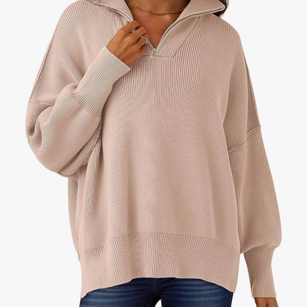 Pink Quarter-Zip Pullover - Picture 6 of 8